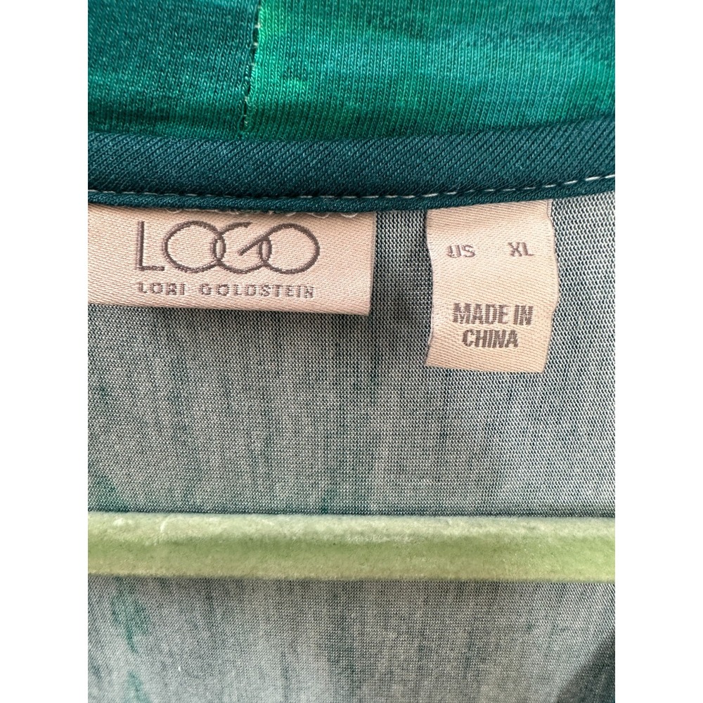 LOGO Lori Goldstein Teal Green Ombre Splatter Print Button Front Tunic Cardi XL - Picture 5 of 10